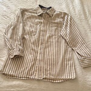 Gently Loved Striped Beige and Blue Boys Shirt by VANS